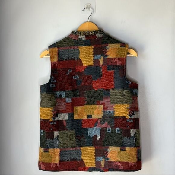 Coldwater Creek Vest Aztec Western Tapestry Patchwork - Picture 3 of 6